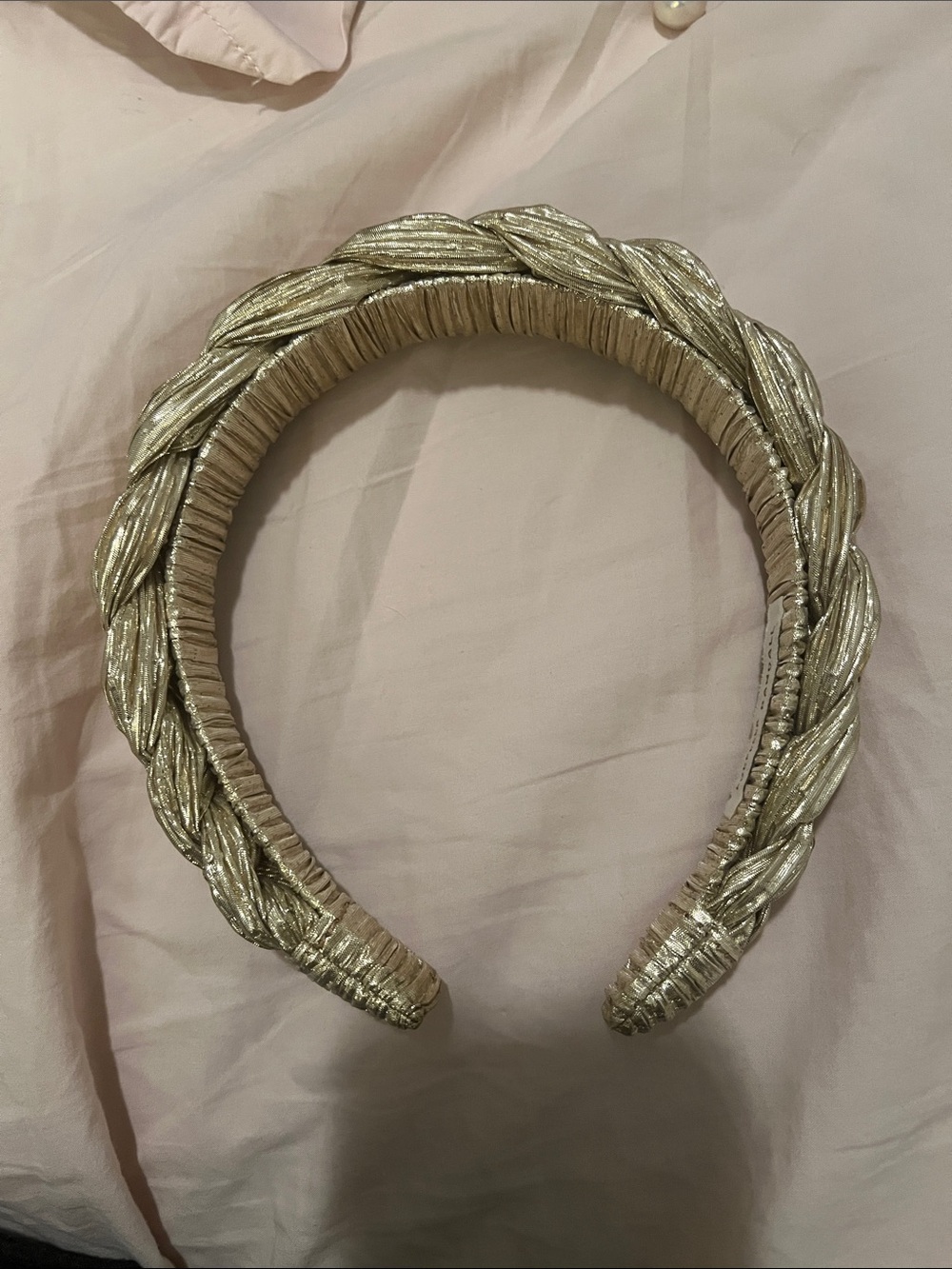 EUC Loeffler Randall Braided Metallic Gold Headband